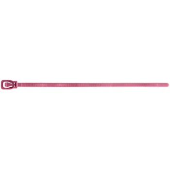 Retyz Plenum Maroon 6" 50 lb. Tensile Strength (222N) 4.8 mm Strap Width Releasable / Reusable Cable Ties EVT-S06MR-HA - 20/Pack