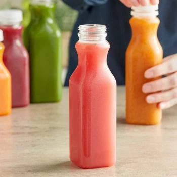 Captiva Containers 12 oz. Square Carafe PET Clear Juice Bottle - 198/Case