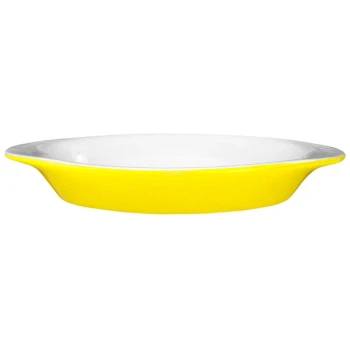 International Tableware 8 oz. Yellow and White Two-Tone Stoneware Rarebit - 36/Case
