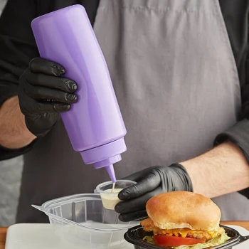 Choice 32 oz. Purple Wide Mouth Squeeze Bottle - 6/Pack