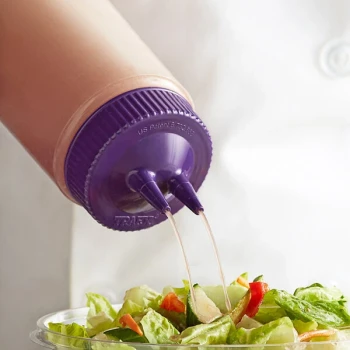 Vollrath 2316-1354 Traex® Color-Mate™ 16 oz. Clear Twin Tip™ Wide Mouth Squeeze Bottle with Purple Cap