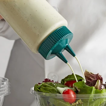 Vollrath 2332-13191 Traex® Color-Mate™ 32 oz. Clear Twin Tip™ Wide Mouth Squeeze Bottle with Vista Green Cap