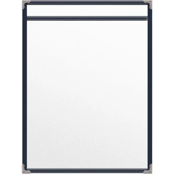 H. Risch, Inc. TES Deluxe Sewn 8 1/2" x 11" Blue 2 View Vinyl Menu Cover with Silver Decorative Corners and Matte Finish