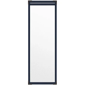 H. Risch, Inc. TES Deluxe Sewn 4 1/4" x 14" Blue 2 View Vinyl Menu Cover with Black Smooth Corners and Matte Finish