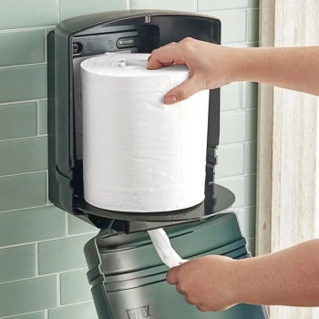 Lavex 2-Ply White Center Pull Economy Paper Towel Roll, 500 Sheets / Roll - 6/Case