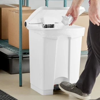 Lavex 48 Qt. / 12 Gallon White Rectangular Step-On Trash Can