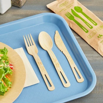 World Centric 6 11/16" Wrapped Compostable Bamboo Assorted Cutlery with Napkin - 250/Case