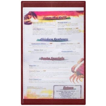 Menu Solutions K22D BURG K22-Kent 8 1/2" x 14" Single Panel / Double-Sided Burgundy Menu Board