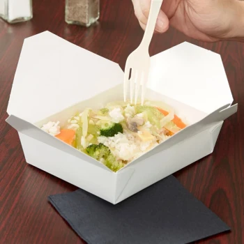 Fold-Pak 12BPWHITEM Bio-Pak 6" x 5" x 1" White Microwavable Paper #12 Take-Out Containers - 240/Case