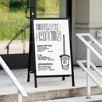 Aarco BA-5SW 42" x 24" Black Aluminum A-Frame Sidewalk Board with White Porcelain Marker Board