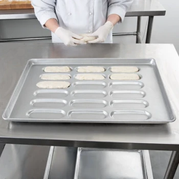 Chicago Metallic 42435 18 Mold Glazed Aluminized Steel Individual ePAN Hot Dog Bun Pan