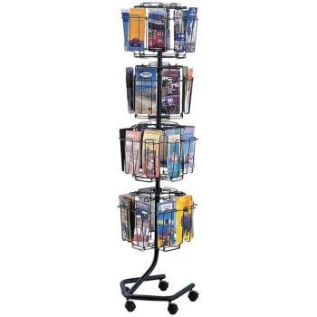 Safco 4128CH 15" x 15" x 60" Charcoal 32 Compartment Wire Rotary Display Rack