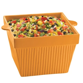 TableCraft CW1490X 6.5 Qt. Orange Cast Aluminum Square Condiment Bowl