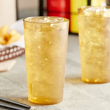 Choice 16 oz. Amber Plastic Pebbled Tumbler - 12/Pack
