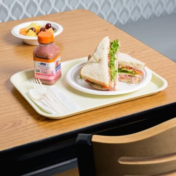 Choice 10" x 14" Beige Plastic Fast Food Tray - 48/Case