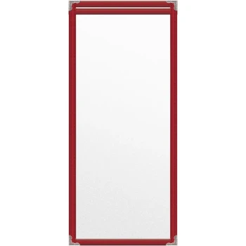 H. Risch, Inc. TES Deluxe Sewn 5 1/2" x 17" Red 2 View Vinyl Menu Cover with Silver Decorative Corners and Matte Finish