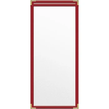 H. Risch, Inc. TES Deluxe Sewn 5 1/2" x 17" Red 2 View Vinyl Menu Cover with Gold Smooth Corners and Matte Finish