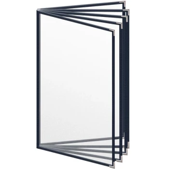 H. Risch, Inc. TE-10V Deluxe Sewn 8 1/2" x 14" Blue 10 View Vinyl Menu Cover with Silver Smooth Corners and Matte Finish