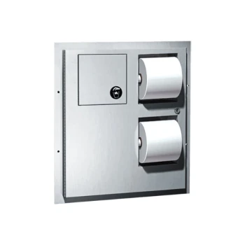 American Specialties, Inc. 10-04813-HC Stainless Steel Partition-Mounted Dual Access Toilet Tissue Dispenser with Clearance for Grab Bar