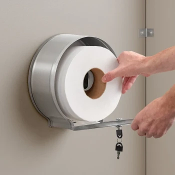Lavex Stainless Steel Surface-Mounted Jumbo Single-Roll Toilet Tissue Dispenser