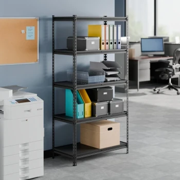 Lavex 18" x 36" Black Z-Beam Laminate Shelf for 5-Shelf Boltless Shelving Units - 5/Case