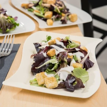Fineline Wavetrends 1406-BO 6 1/2" x 10" Bone / Ivory Plastic Salad Plate - 120/Case
