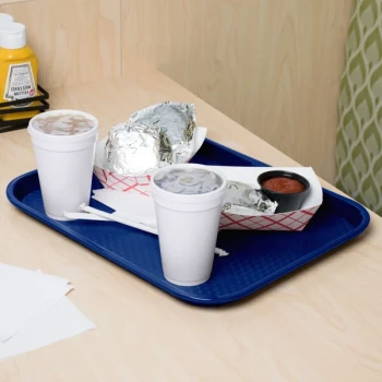GET FT-18-CB Cobalt Blue 17 1/2" x 14" Customizable Polypropylene Fast Food Tray - 12/Case