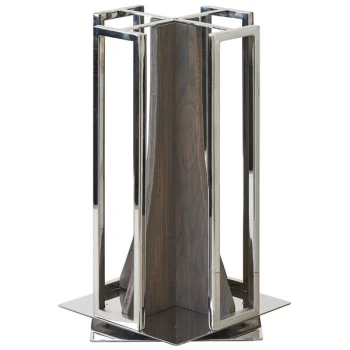 Cal-Mil 3803-83 Ashwood Gray Wood and Chrome 4-Section Revolving Cup and Lid Organizer