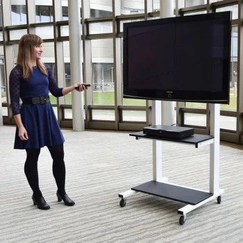 Luxor CLCD Crank Adjustable Height TV Cart with 2 Shelves for 32" to 80" LCD Screens