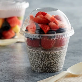 Fabri-Kal Greenware 9 oz. Compostable Clear Plastic Parfait Cup with 4 oz. Insert and Dome Lid - 100/Case