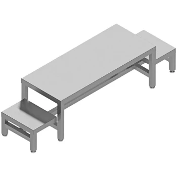BenchPro 20" x 72" x 18" Back-to-Back Two-Level Stainless Steel Gowning Bench DLSG2072
