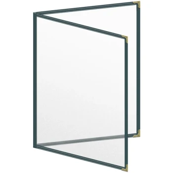 H. Risch, Inc. TED Deluxe Sewn 8 1/2" x 11" Green 4 View Menu Cover with Gold Decorative Corners and Matte Finish