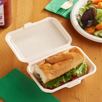 EcoChoice 6 1/2" x 4" x 2" Natural Plant Fiber Take-Out Container - 125/Pack