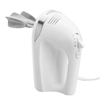 Hamilton Beach White 6 Speed Hand Mixer with SoftScrape Beaters, Traditional Beaters, Dough Hooks, Whisk, and Snap-On Case 62636