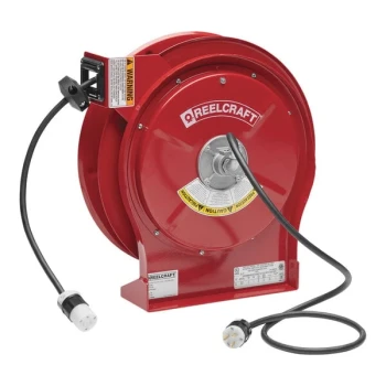 Reelcraft L 5550 123 3A 12/3 50' Premium-Duty Single Receptacle Power Cord Reel