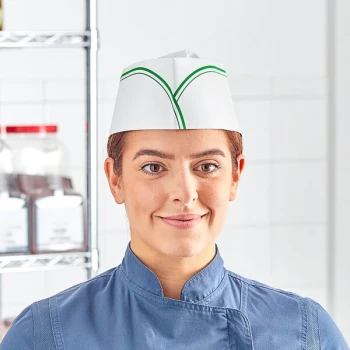 Choice Adjustable Green Stripe Disposable Overseas Cap - 1,000/Case