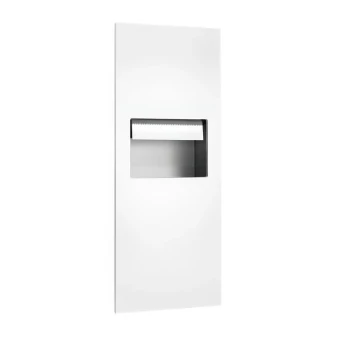American Specialties, Inc. Piatto 10-645210A-00 Recessed Automatic Roll Paper Towel Dispenser and Waste Dispenser with White Phenolic Door