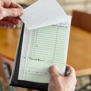 Choice 2 Part Segmented Green and White Carbonless Guest Check with Bottom Guest Receipt - 2,500/Case