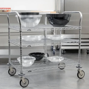Metro MW711 Super Erecta 24" x 36" x 39" Three Shelf Standard Duty Chrome Utility Cart