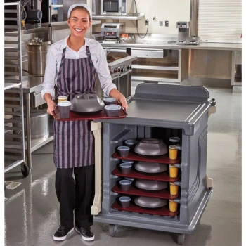 Cambro MDC1520S10D191 Granite Gray 10 Tray Dual Access Meal Delivery Cart with 5" Casters