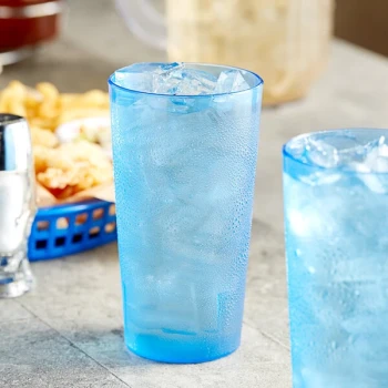 Choice 16 oz. Blue Plastic Pebbled Tumbler - 12/Pack