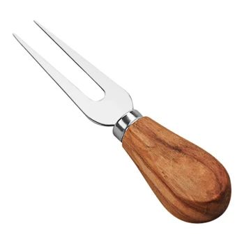 American Metalcraft 5" Stainless Steel Hard Cheese Fork with Olive Wood Handle CKOW8
