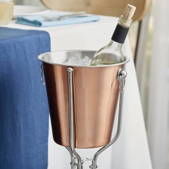 Acopa 4 Qt. Smooth Copper-Plated Stainless Steel Wine / Champagne Bucket