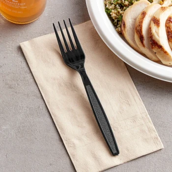 Choice Black Heavy Weight Polystyrene Plastic Fork - 100/Pack