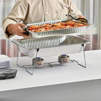 Choice Chrome Wire Folding Chafer Stand for Full Size Disposable Pans