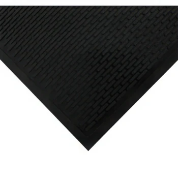 M+A Matting SuperScrape 55550310100 3' x 10' Black Rubber Scraper Mat with Smooth Backing - 3/16" Thick