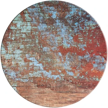 American Metalcraft 21 1/2" x 1 1/8" Round Faux Reclaimed Wood Melamine Serving Board - 6/Case