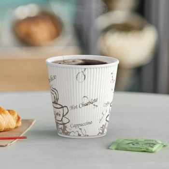 Choice 10 oz. Double Wall Bean Print Paper Hot Cup - 25/Pack