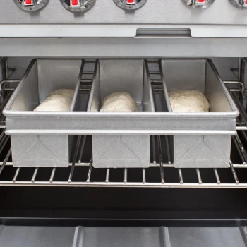 Chicago Metallic 44365 2 lb. 3-Strap Glazed Aluminized Steel Pullman Bread Loaf Pan - 16 inch x 4 inch x 4 inch
