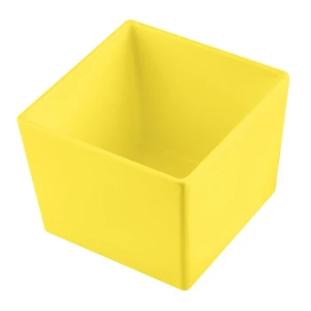 TableCraft CW5018Y Simple Solutions 1/6 Size Yellow Cast Aluminum Straight Sided Bowl - 5" Deep